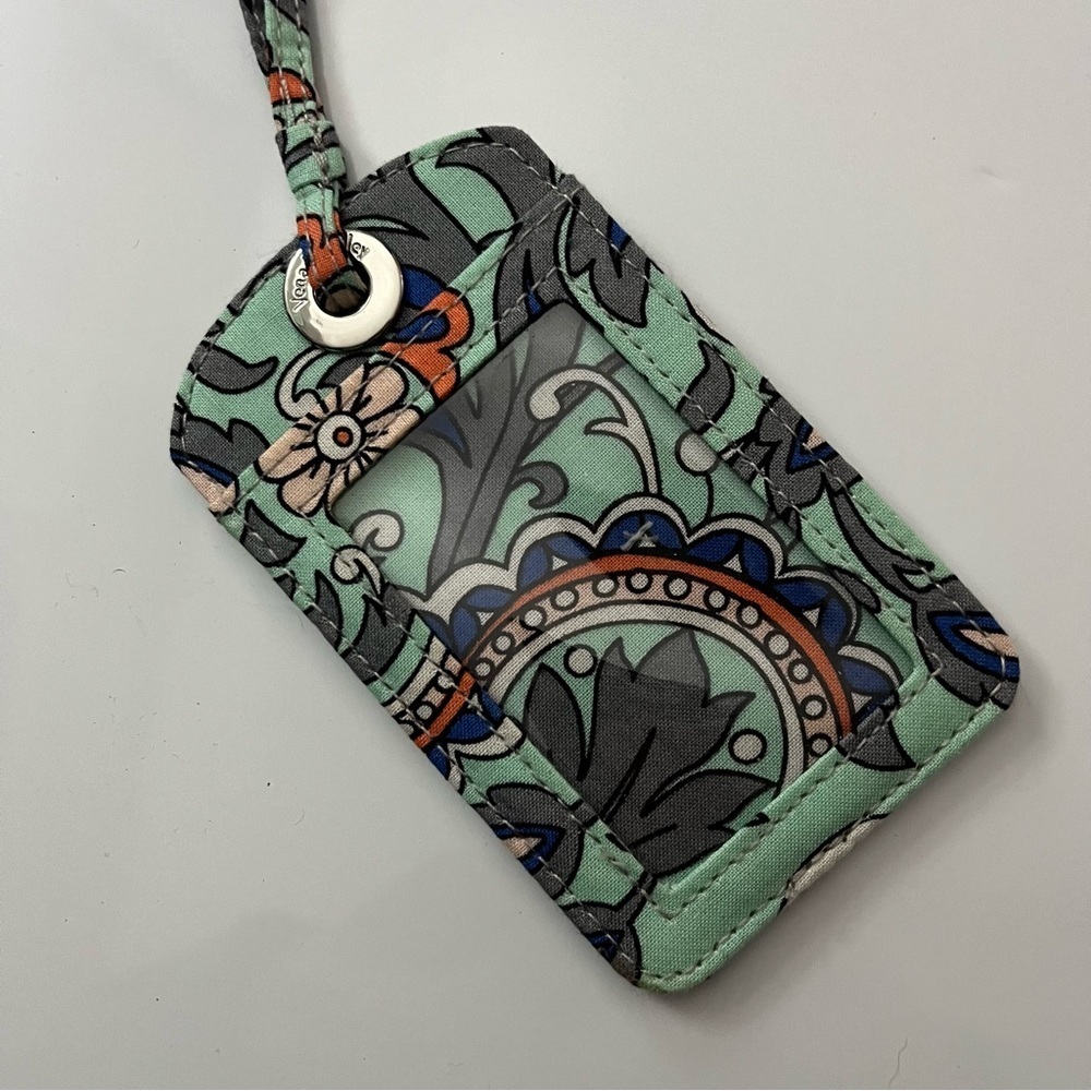 Vera Bradley • Mint Green Paisley Luggage Tag ID Holder - Picture 2 of 3